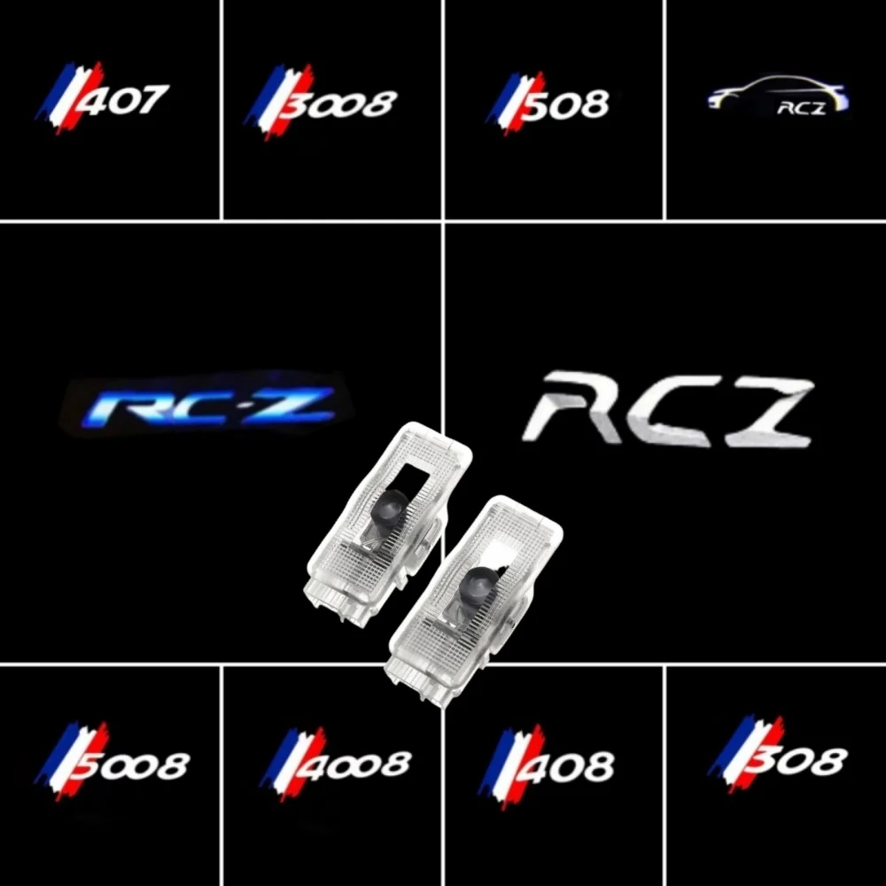 

2x Car Door Welcome Logo Lights Shadow Projector Lamp Compatible With Peugeot Rcz 508 5008 308 3008 407 408 4008 Car Accessories