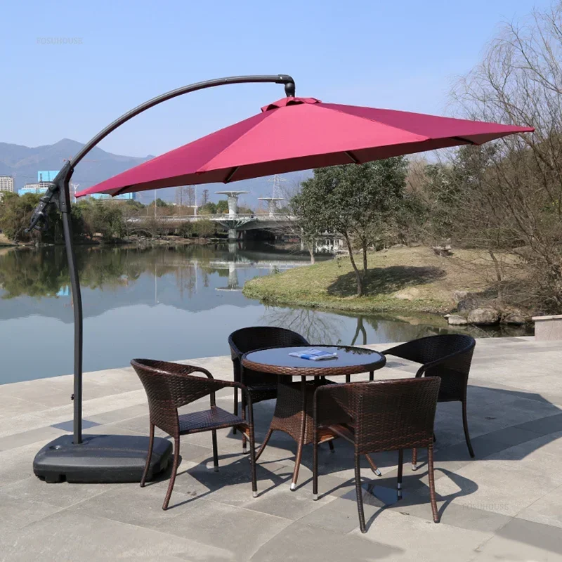 #Outdoor Gazebos Courtyard Large Sun Umbrella Beach Roman Banana Umbrella Balcony Villa Garde Anti-sun and Rain-proof Pergola C