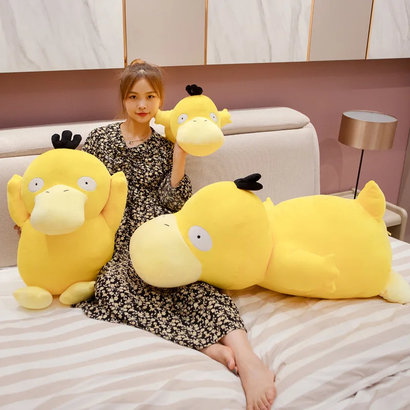 Super Big Size 100cm Pokemon Psyduck Plush Toy Soft Yellow Duck Doll Stuffed Animal Plush Toy Gift for Girlfriend Present Pillow