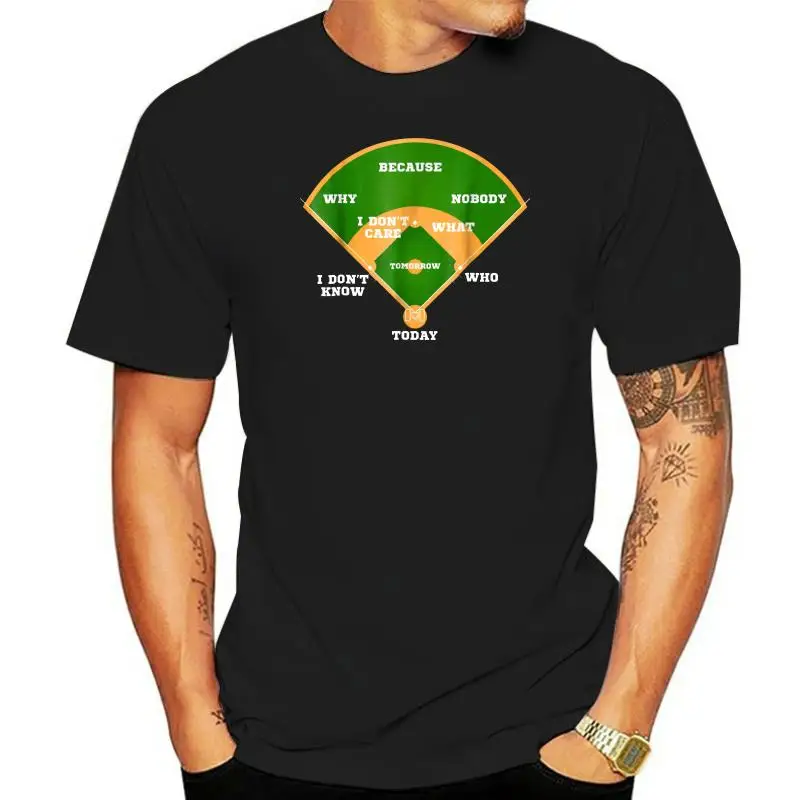 2024 Fashion Men T shirt Who s on First Baseball Diamond Fielding Card T Shirt