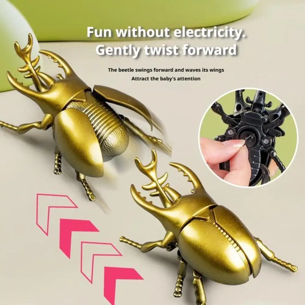 Clockwork Rhinoceros Beetle Toy Insect Crawling Pets Model Realistic Movement Collection Nature Lover's Gift for Children