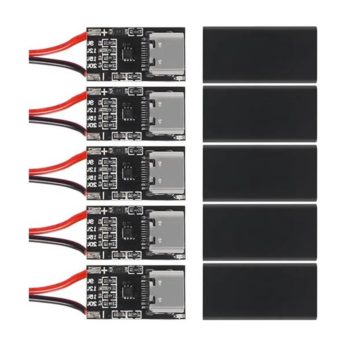 FLASH SALE-5 PCS Type-C PD3.0 QC Trigger Board USB-C PD QC 5V 9V 12V 15V 20V DC Fixed Voltage Power Trigger Module with Case