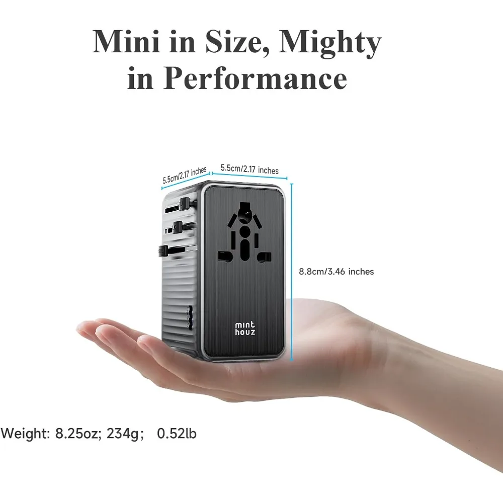 Adaptador de viagem universal 140W GaN PD Carregador rápido com 4 portas USB C USB Um conversor de tomada CA mundial para EUA UE Reino Unido AU