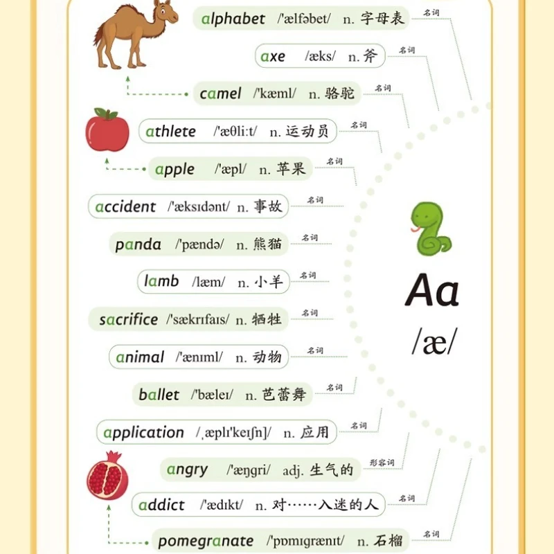 النسخ الصوتيات والنسيج الصوتي الطبيعي للأطفال المفردات السريعة والقواعد الإنجليزية