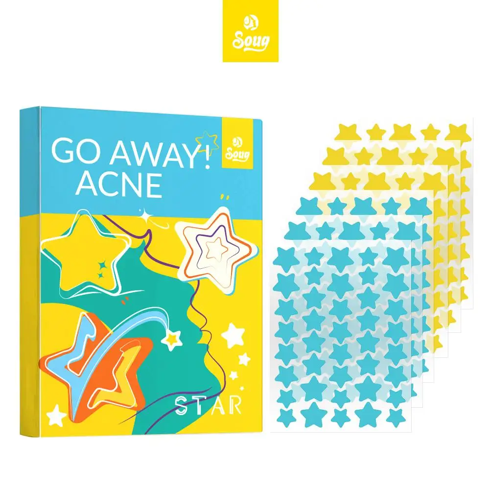 Kolorowe plasterki na pryszcze w kształcie gwiazdek, niewidoczne naklejki na trądzik, pielęgnacja skóry, korektor, zakrywanie plam na twarzy, pielęgnacja skóry.