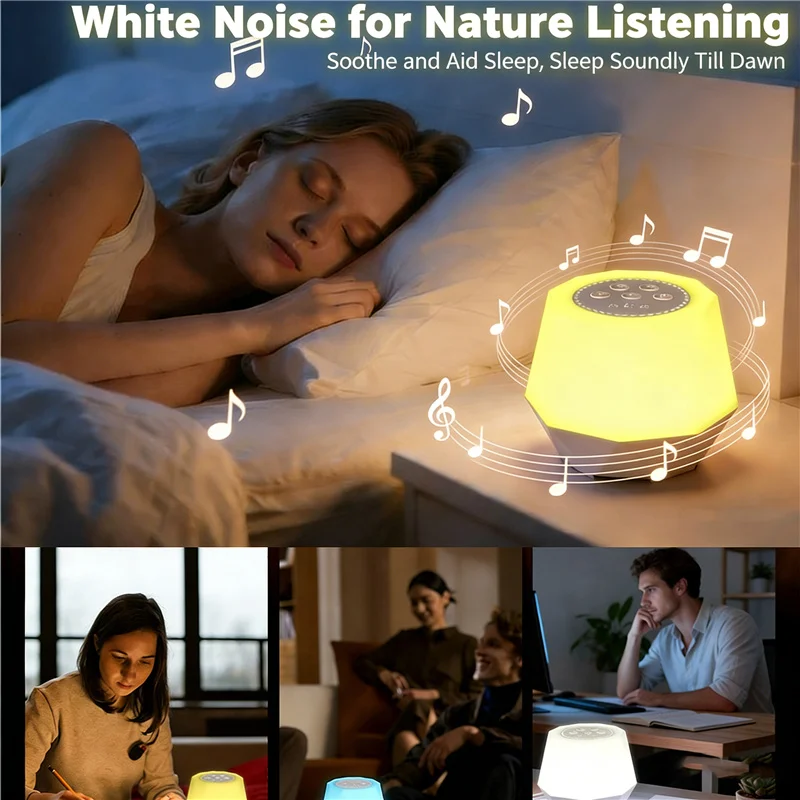 

Машина белого шума с ночником, 1200 мАч, перезаряжаемая, 7 цветов, звуковая машина для детской комнаты, ночник для сна, для младенцев и взрослых