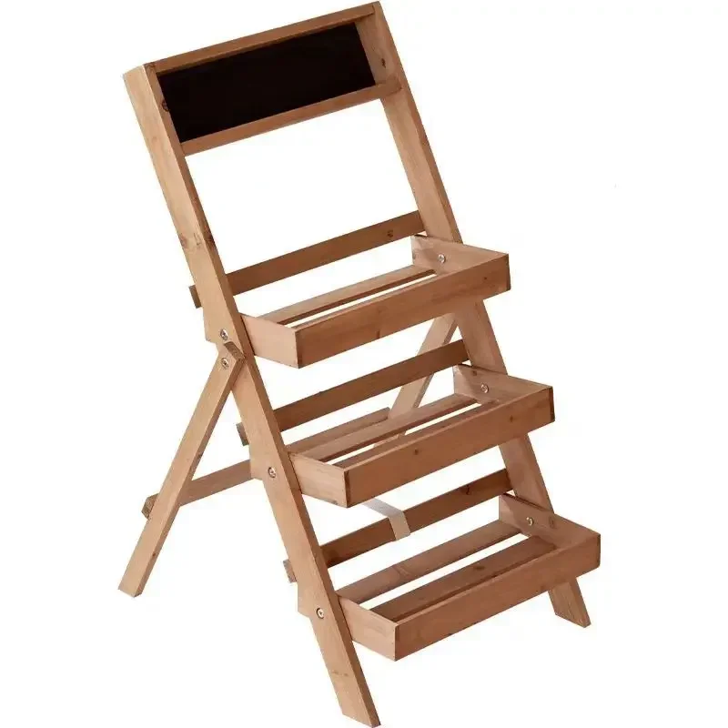 Multi-layer solid wood floor-to-ceiling flower rack, balcony succulent shelf, folding outdoor garden multi-layer