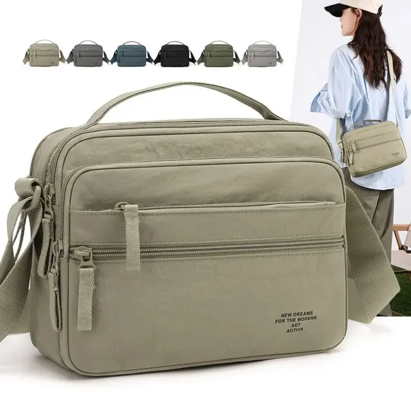 Commuting Crossbody Bag Handbag Korean Fashion Men's Lightweight Simple Versatile Multi-layer Single Shoulder Small Square Bag