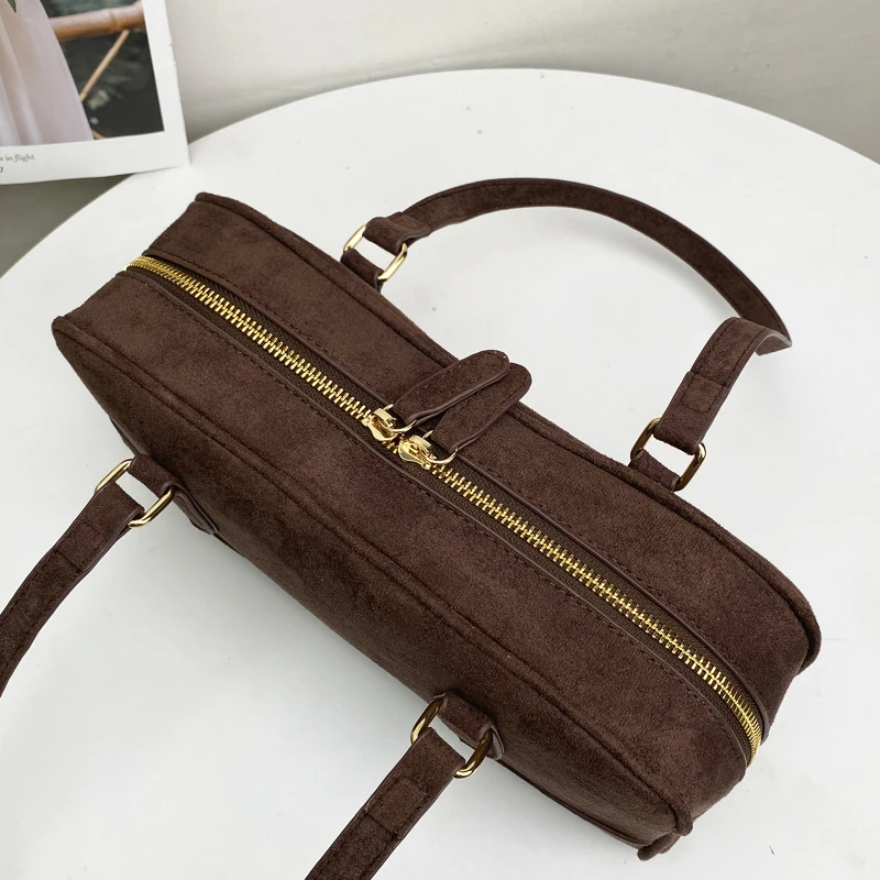 MEDIOW Vintage Handbags For Women Luxury Designer Bags And Purse 2023 New In PU Faux Suede Boston Style Shoulder Underarm Bag