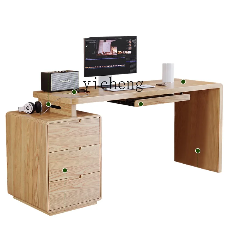 

ZK Modern Simple Small Apartment Solid Wood Desk Home Bedroom Writing Office Computer Desk Retractable