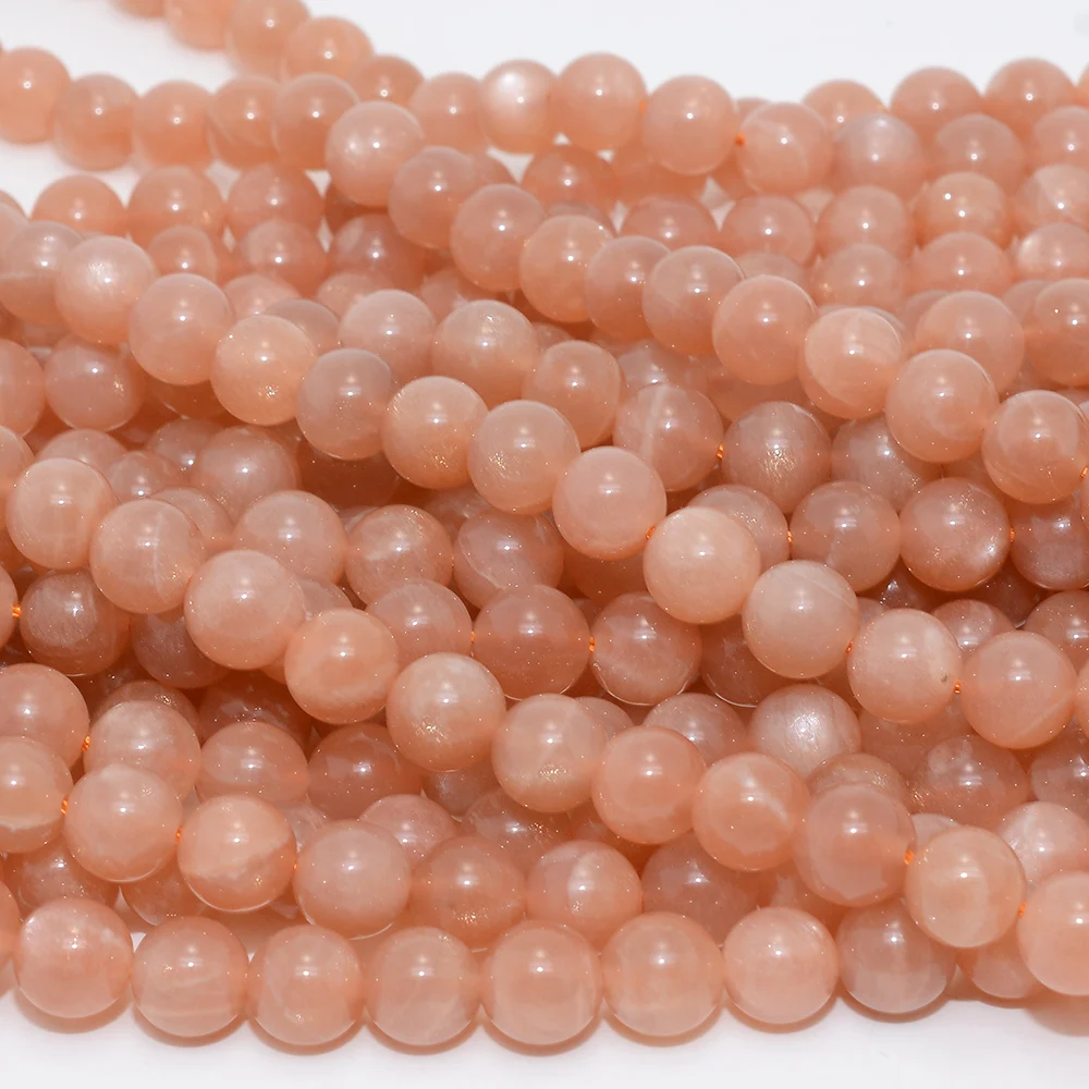 Natural Peach Moonstone Loose Round Beads 8mm