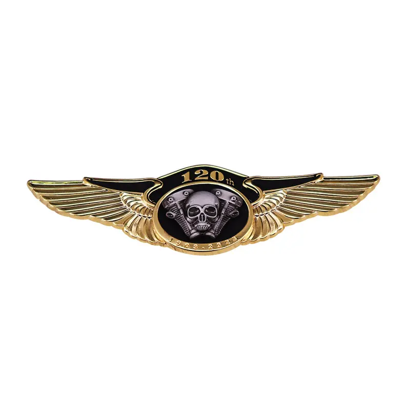120th Skull Wings Байкерский значок Winged Grim Reaper отворот Pin