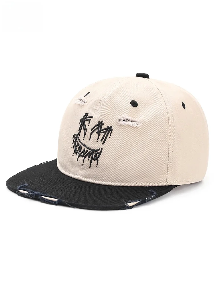 kemore-retro-distressed-letter-embroidery-baseball-cap-unisex-sun-protection-street-style-adjustable-cotton-cap-for-all-seasons