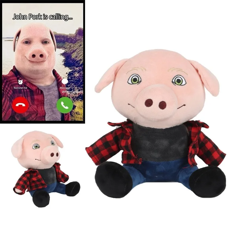

23 см креативная плюшевая кукла с головой свиньи Джона, забавная сидящая кукла, мягкая комфортная подушка для дивана, спальни, украшение, мультяшный рождественский подарок