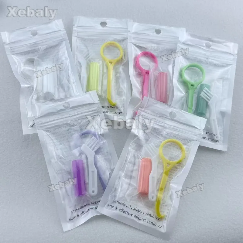 40 Sets Portable Orthodontic Aligner Removal Tool 3 Types Dental Invisible Brace Extractor Hook Teeth Silicone Aligner Chewies