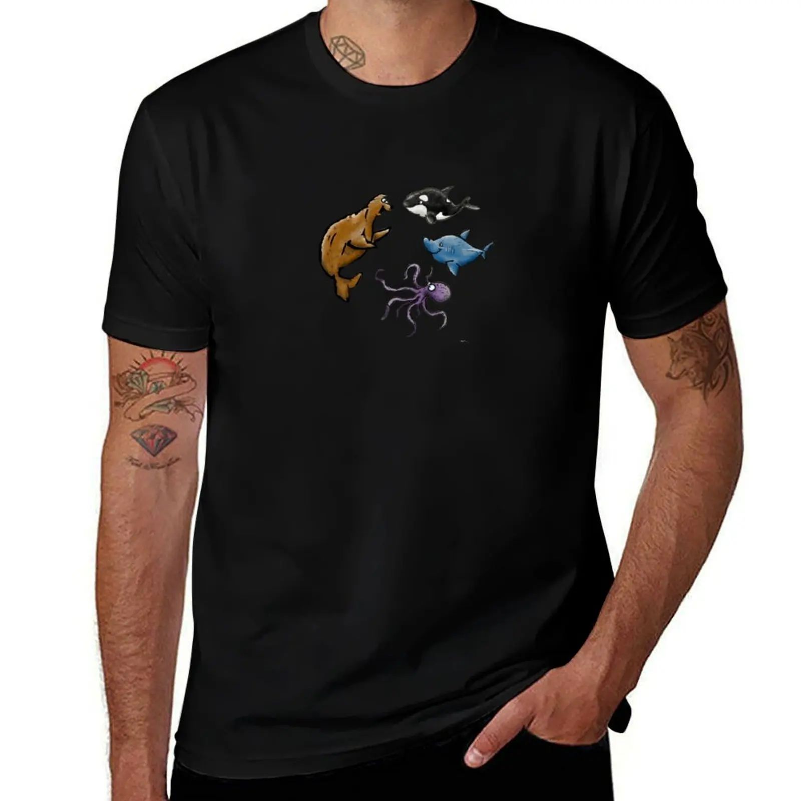 

man t-shirt cotton man meeting of plain shirt t T-Shirt black package Animals, for for shirts anime t minds! the Sea cotton man