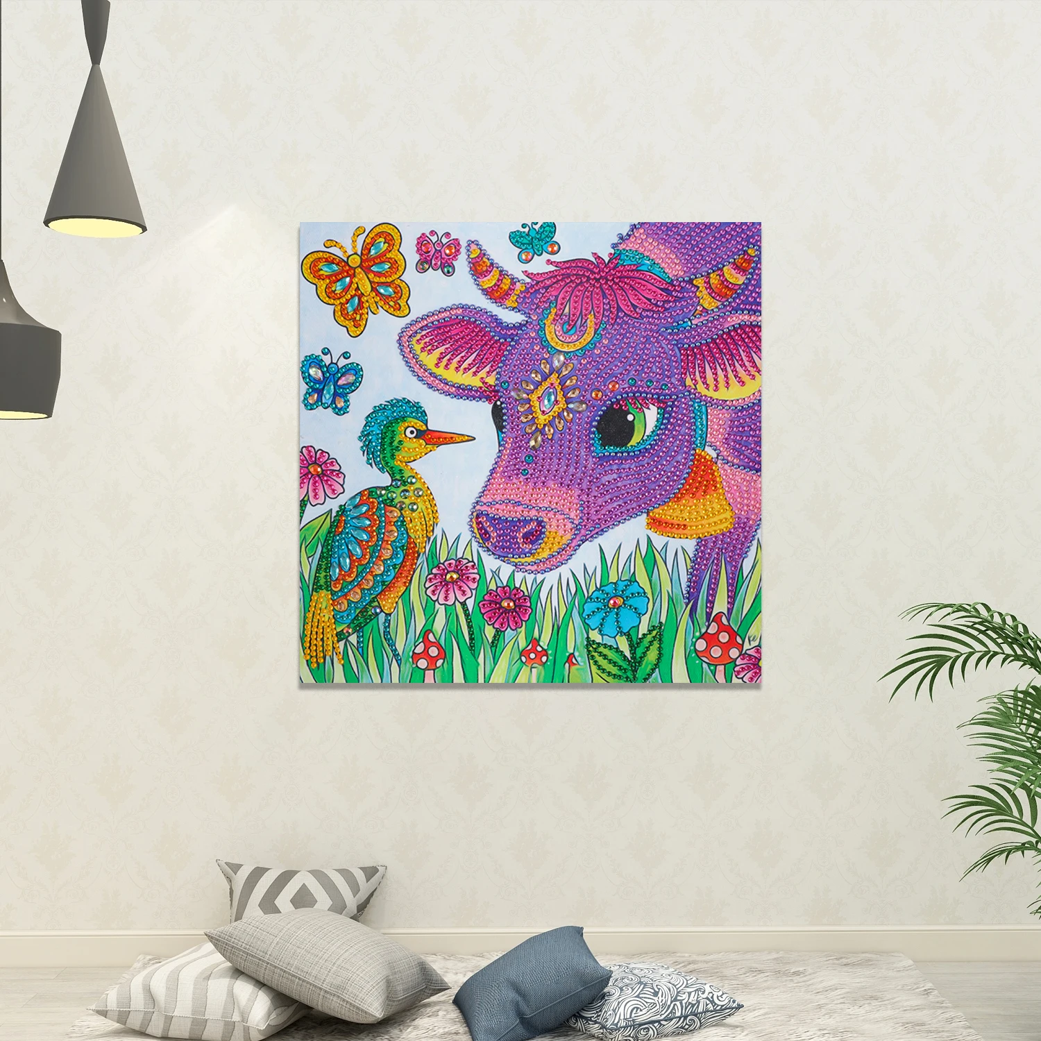 5D DIY Diamond Painting Special Shaped Diamond Embroidery Dairy Cattle and Flower Bird Diamond Painting Rhinestone Crystal