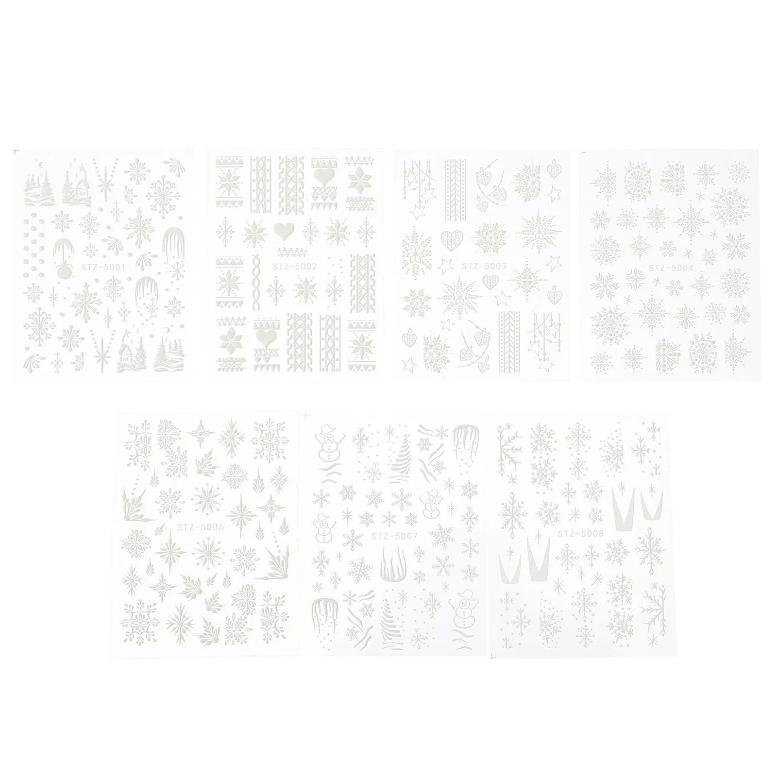 

7 Sheets Snowflake Nail Stickers Christmas Theme Manicure Decals Holiday Accessories Nail Art DIY Elegant Party Supplies
