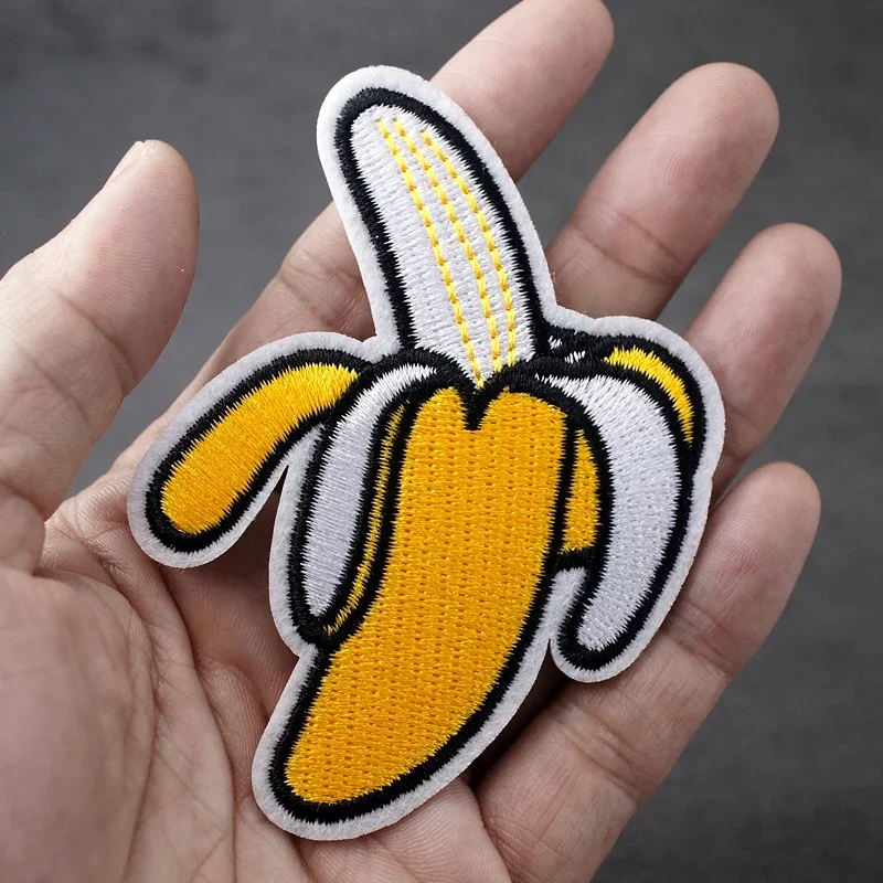 Banana (Size:6.8X8.5cm) Embroidered Patch for Clothing Iron on Sew Applique Cute Fabric Shoes Bags DIY Decoration