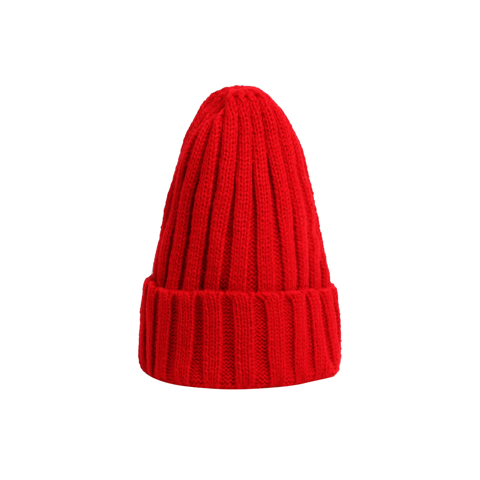 Winter Women Hat Solid Color Skull Cap Knitted Red Beanie Casual Cozy Acrylic Black Hats for Men