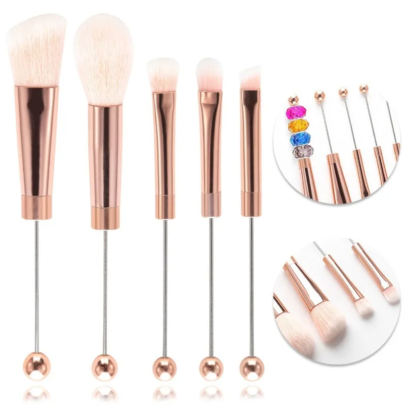 

5pcs DIY Beadable Eyeshadow Brush Portable Full Function Loose Powder Contour Highlights Eye Makeup Brushes Set for Beginner