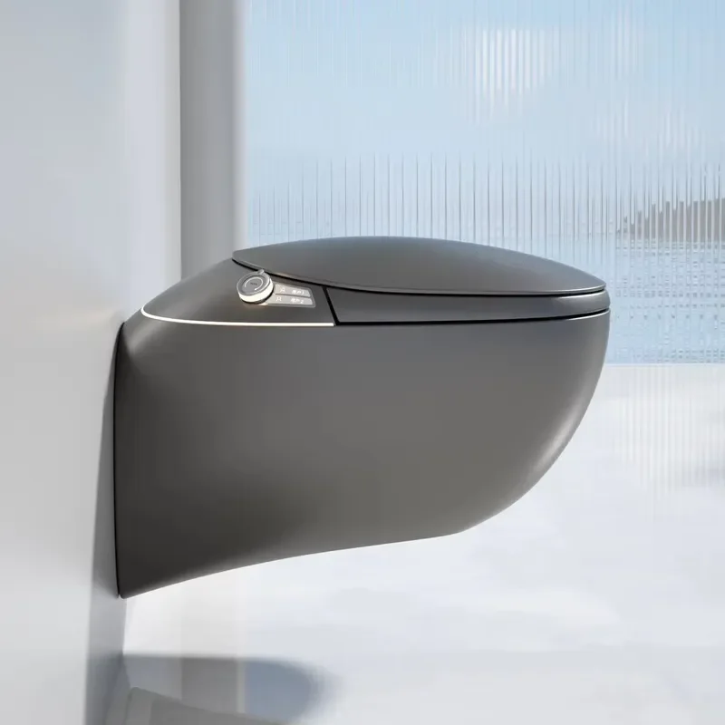 Color Modern Smart Bathroom Ceramic Toilet Bowl Wall-Mounted Dual-Flush Touchless Flush Remote Control Seat P-trap