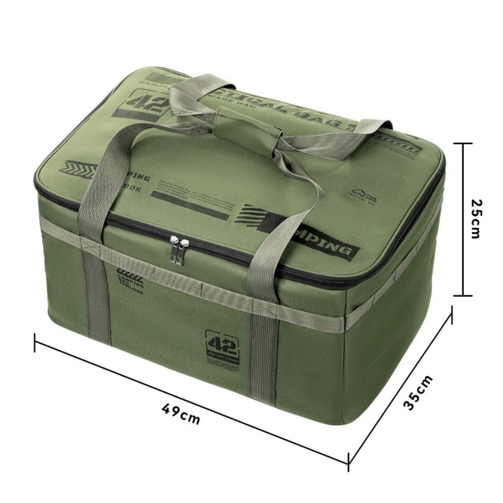 42L Large-capacity Multifunctional Waterproof Picnic Tableware Storage Bag Outdoor Thickened Oxford Cloth Camping Insulation Bag