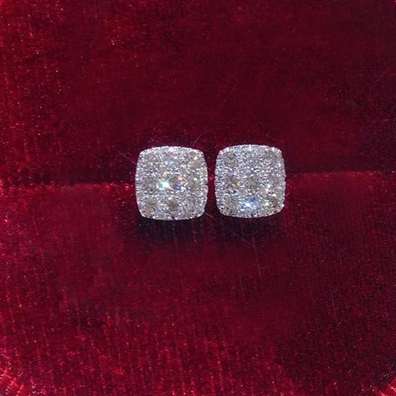 Moonso Trendy Silver Color Square-shaped Stud Earrings for Women Jewelry Wholesale Free Items Gift E8119