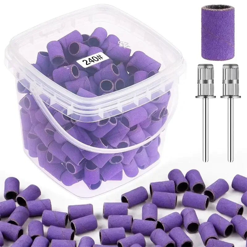200 piezas de bandas de lijado para uñas en granos 80, 120, 180 y 240, con 2 fresas para uñas, accesorios para manicura y pedicura 6