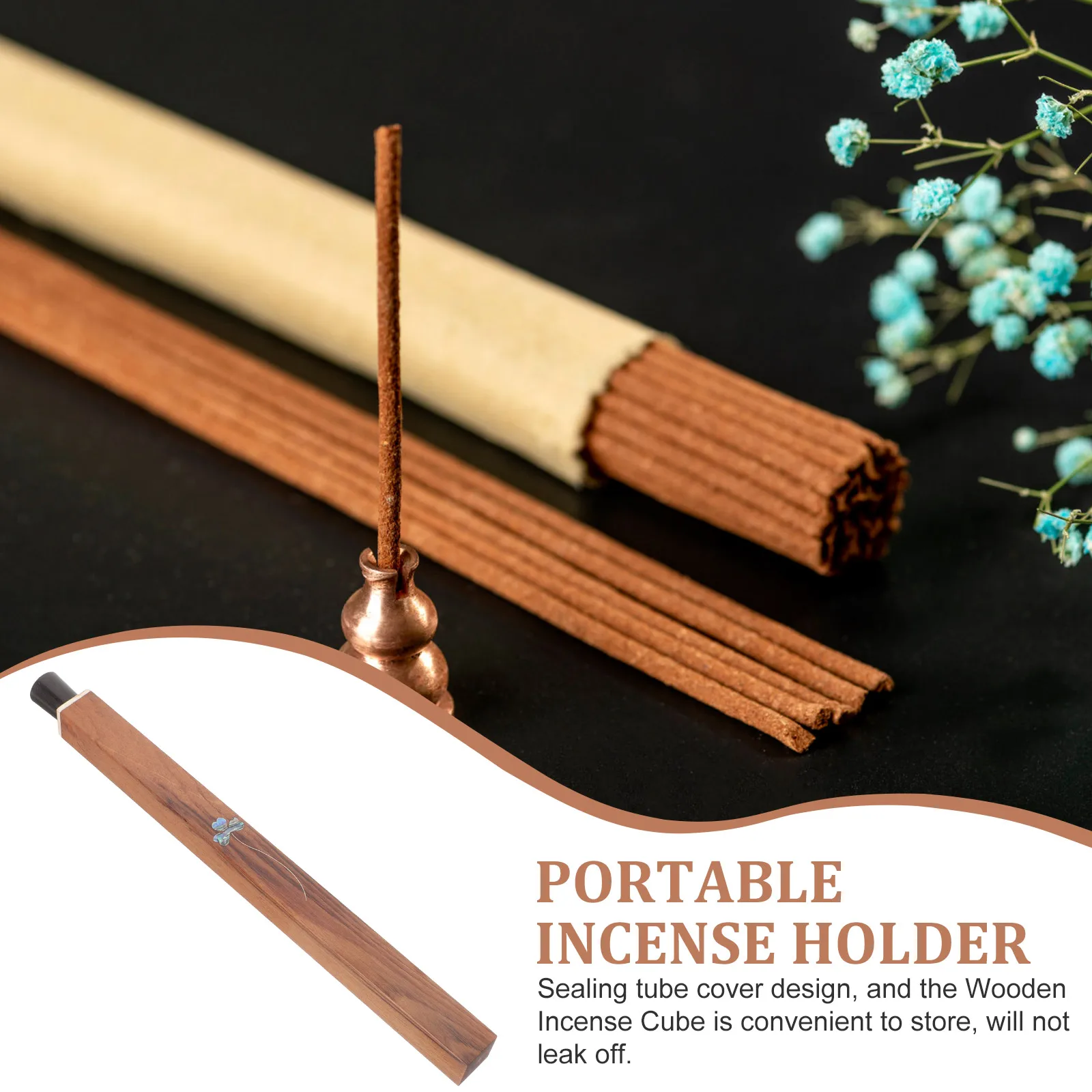 

Incense Plug Sacred Wood Burning Container Fragrance Stick Holder Sticks Tube Wooden Censer Burner