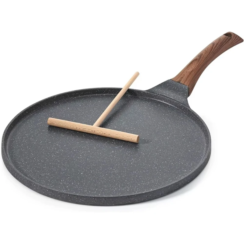 Non-stick Crepe Pot Granite Coated Dosa Pancake Flat Frying Tava Frying with Keep Cool Handle Sensing Compatible Metal