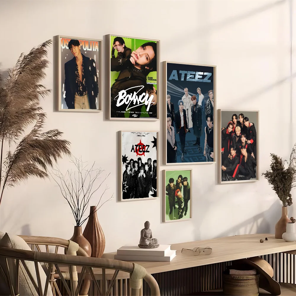 ATEEZ KPOP stampe e poster di buona qualità adesivo di carta impermeabile Coffee House Bar poster adesivi murali