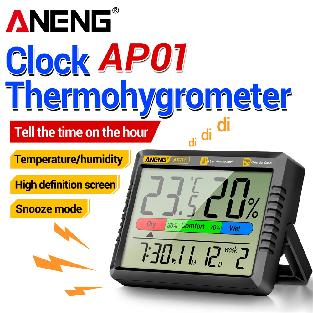 LCD Digital Thermometer Hygrometer Indoor Room ANENG AP01 Temperature Humidity Meter Sensor Gauge Weather Station For Home ﻿Tool
