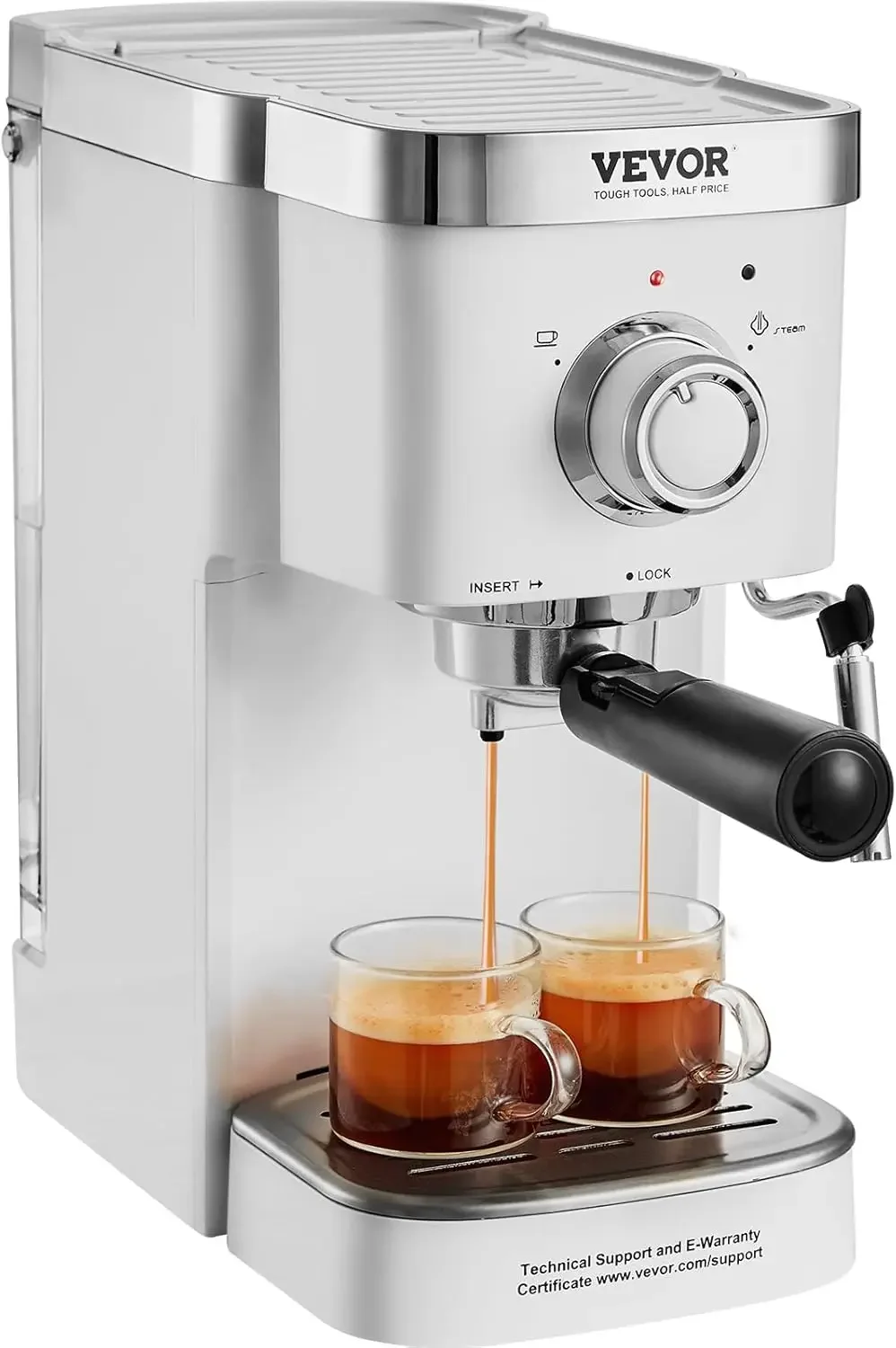 Espressomachine, 15 bar semi-automatische espressomachine met melkopschuimer stoomstokje, professionele cappuccino