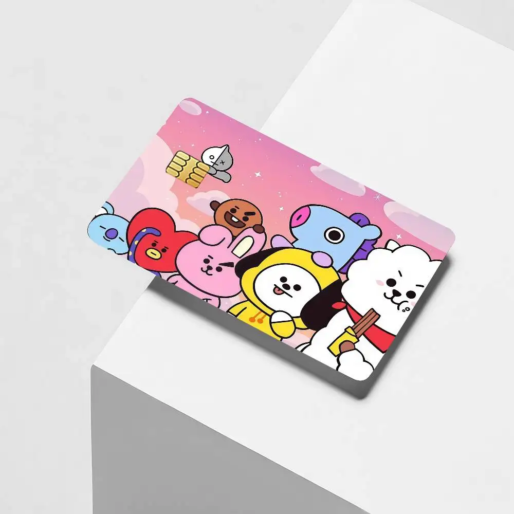 Cartoo cute B-BT 21 Credit Card Decorative Card Stickers Suitable For Bank Cards Metro Transit Anti-scratch Gift 4PCS