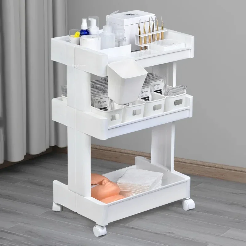 Modern Beauty Salon Cart Salon Furniture Cosmetologist Trolley Storage Household Nail Eyelash Tool Auxiliary Car With Wheels
