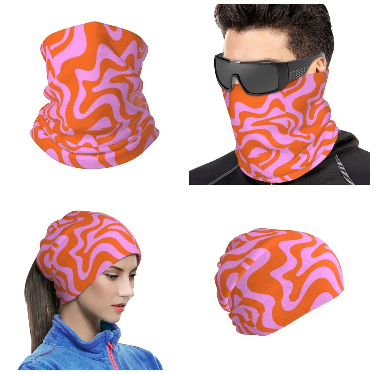 Hot Pink And Red-Orange Bandana Neck Gaiter Printed Mask Scarf Running Headwear Unisex Adult Washable