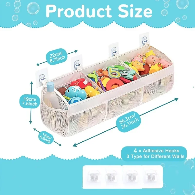 حقيبة تخزين شبكية متعددة الوظائف، مناسبة للحمامات والاستحمام - مثالية لتخزين الألعاب والوجبات الخفيفة وإكسسوارات الشعر