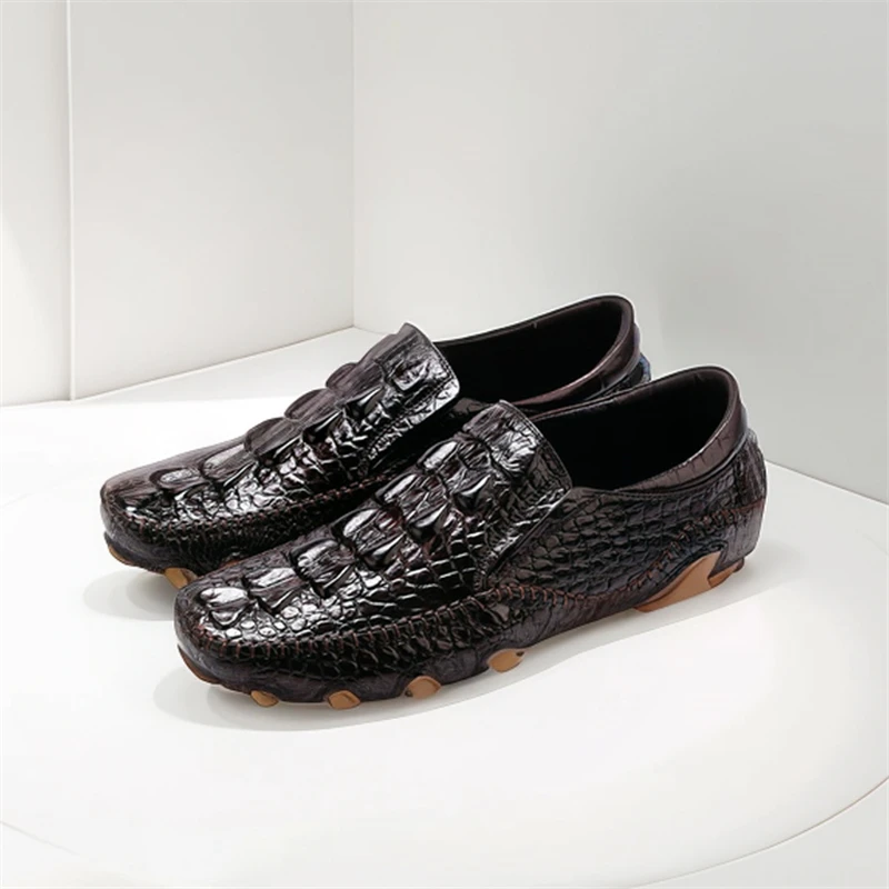 

Leather Loafers Men's Cow Leather Slip On Alligator Pattern Round Toe Shoes Casual Daily Footwear