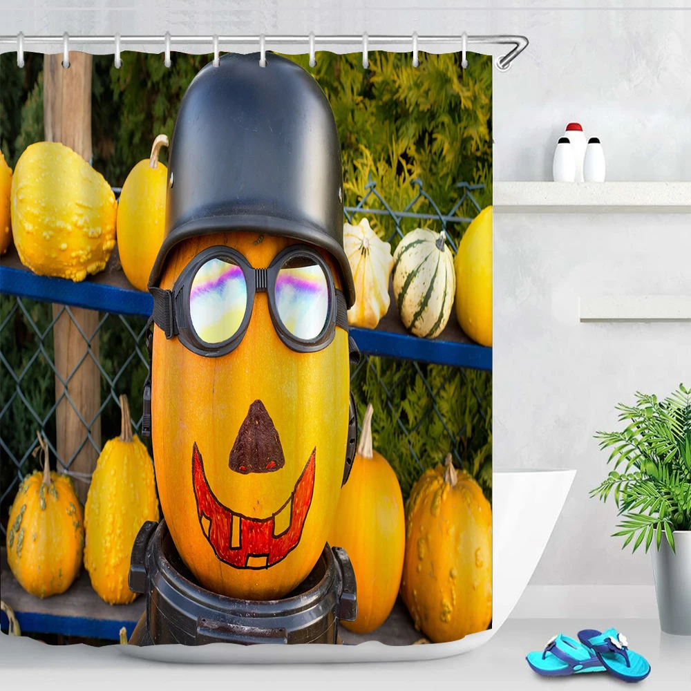 Cute and Nerdy Pumpkin Head Custom Halloween Series Shower Curtain Waterproof Shower Curtain Bathroom Screen Kitchen Banheiro