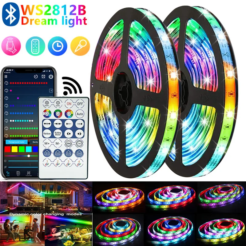 5V Magic RGB Flash Color Changing Ws2812b Horse Running Breathing Flowing Water Desktop Atmosphere LED Light Strip