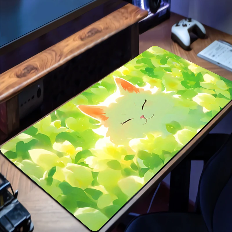 

Anime HD Print Mouse Pad Flower Cat Gaming Mousepad Rubber Computer Desk Mouse Mat Gamer Accessories Non-slip Keyboard Pad