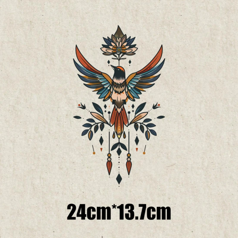 24cm Personalized Retro Pattern Clothing Heat Transfer Printing Stickers Swallow Bird DTF Ironing Printing Stickers Washable