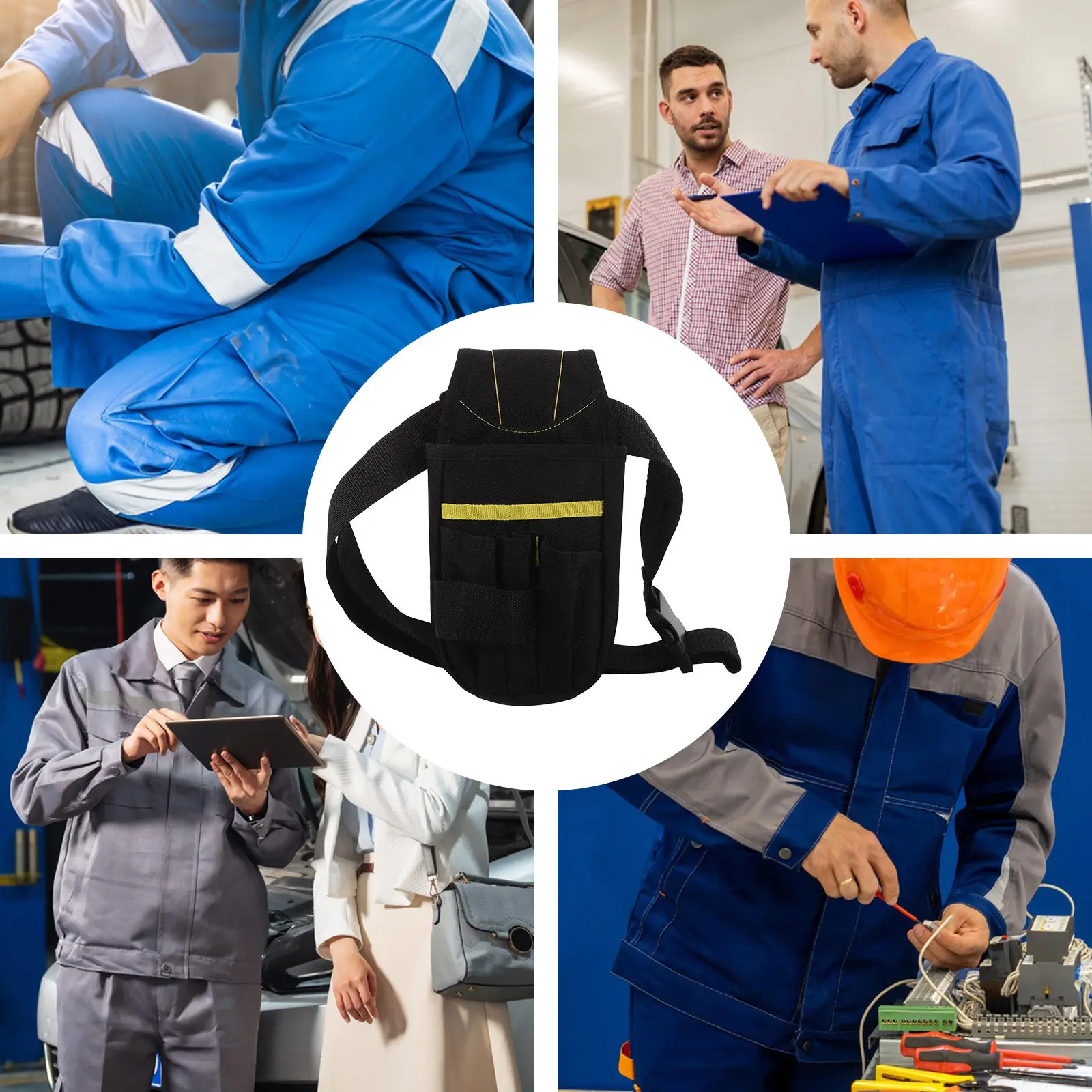 

Heavy Duty Waterproof Tool Organizer Pouch with Adjustable Waist Belt Multiple Pockets for Automotive Electrician Technician
