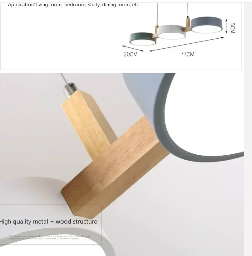 three head Wood structure Nordic restaurant lamp modern simple macaron color bar bedroom coffee shop Chandelier
