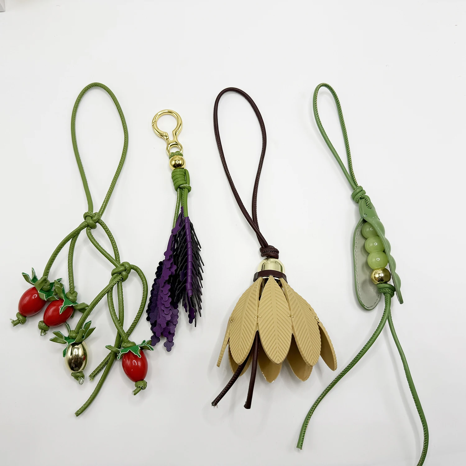Lavender Tomato Badminton Leather Bag Charm Purple Flower Keychain Bag Pendant Decoration High Luxury Girl Gift Bag Accessories