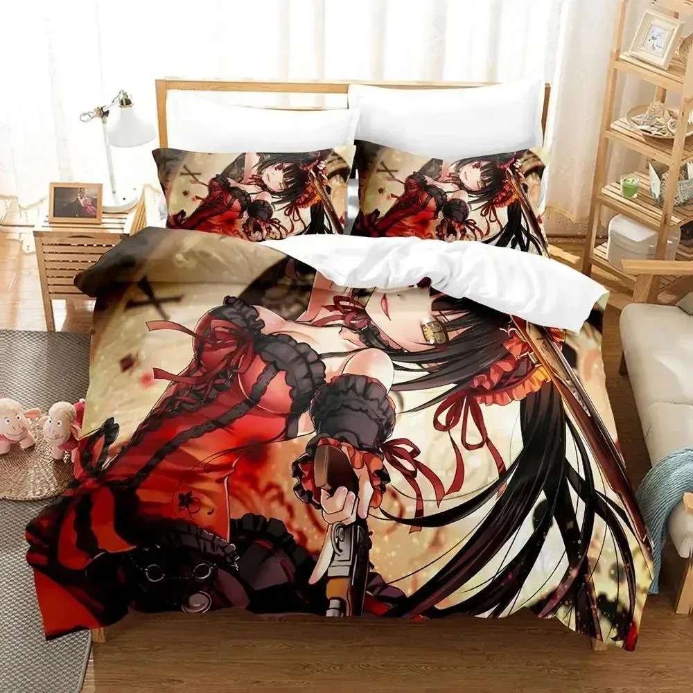 

Date A Live Tokisaki Kurumi Bedding Set Duvet Cover Bed Set Quilt Cover Pillowcase Comforter king Queen Size Boys Adult Bedding