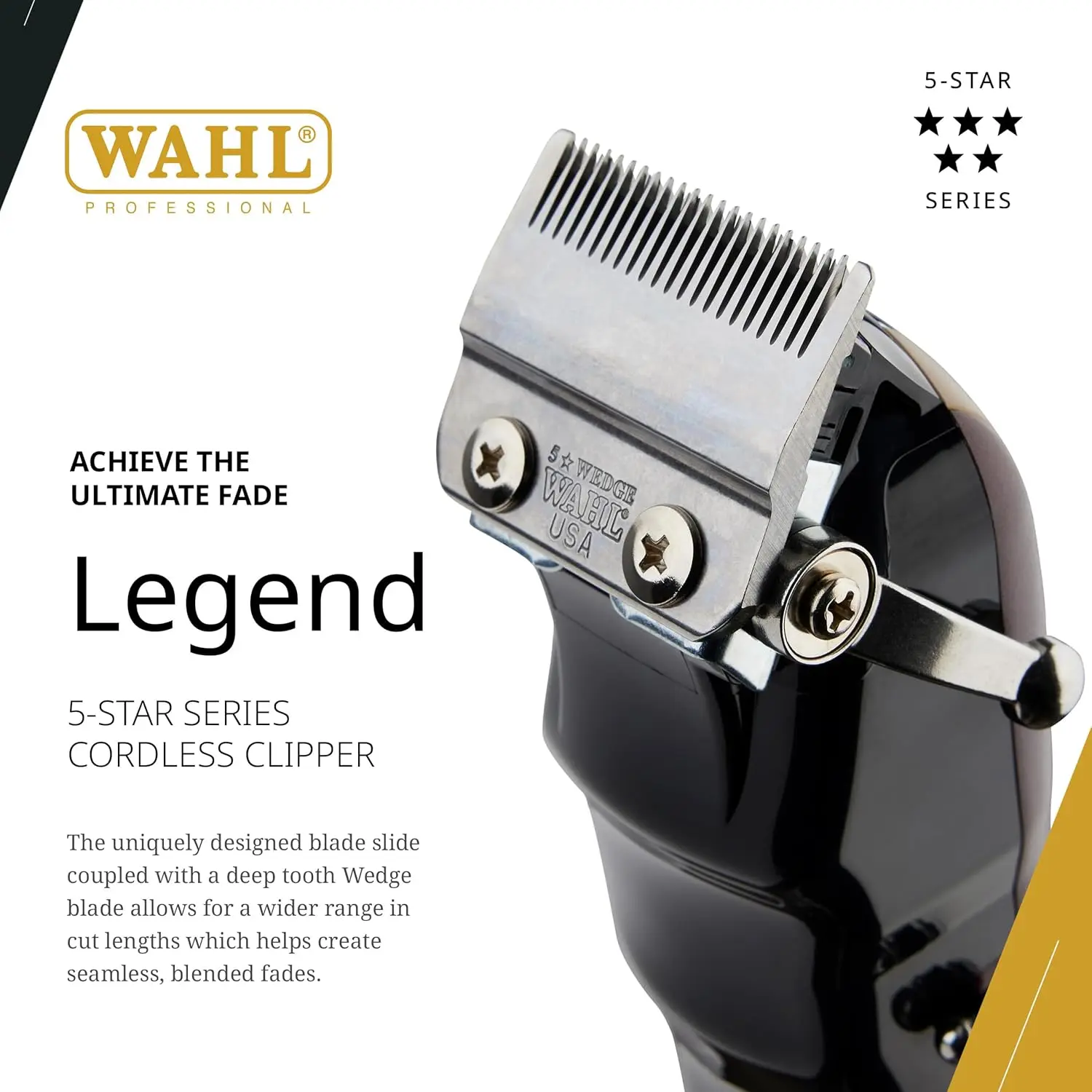 Professional 5 Star Series Cordless Legend Clipper, High-Performance Hair Cutting Tool with 100-Minute Run Time, Lithium Ion