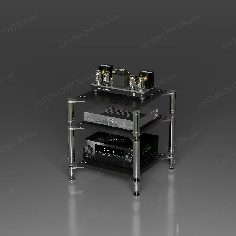 for HiFi Audio Equipment Rack with Vibration Isolation Feet for Power Amplifier DAC Turntable 3-Tier Aluminum Alloy Stand