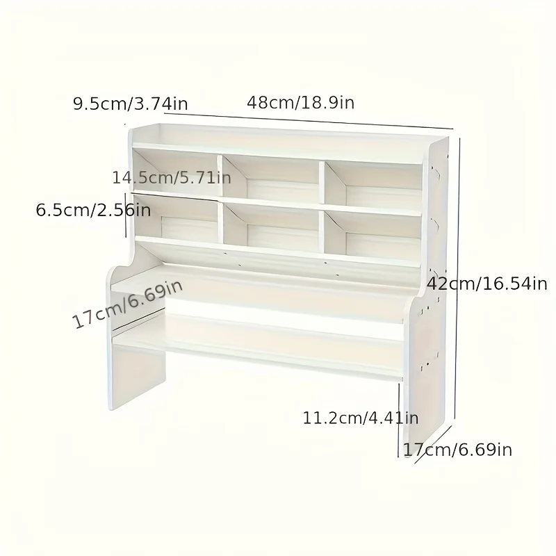 ที่จัดระเบียบโต๊ะทำงานสไตล์ INS อเนกประสงค์ พร้อมช่องใส่ปากกาแบบเอียงและชั้นวางยกสูง ชั้นวางของ 2 ชั้นสำหรับเครื่องเขียนและเครื่องสำอาง